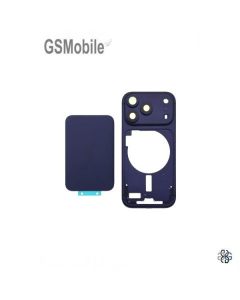 Carcaça intermédia com tampa traseira para iPhone 17 Pro Max Preto / Azul Escuro